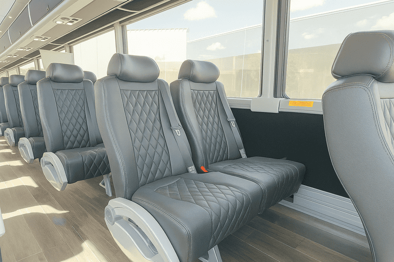 interior of Ontario Coach Bus Service charter bus